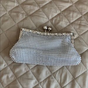 Silver clutch bag